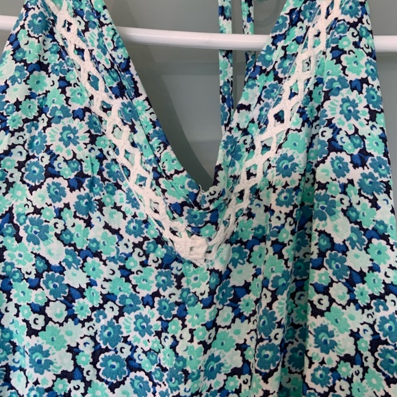 Blue floral Hollister halter neck romper with tie waist - Picture 2 of 3